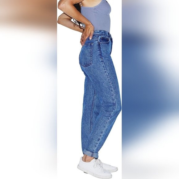 American Apparel High-Waist Jeans Color- Medium Marble Wash - Picture 5 of 16
